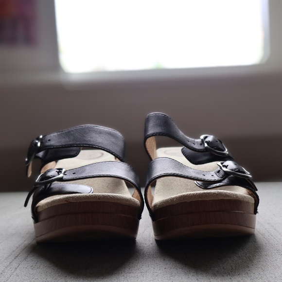 Dansko Sophie Wedge Sandals Womens EU Size 38 (Approx. 7.5-8) Black Leather - Picture 2 of 7
